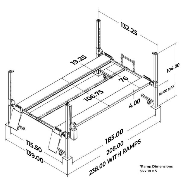 Boat Trailer Lift (B-4P8BT) | 8,000 LBS. 4-Post Lift - Image 6