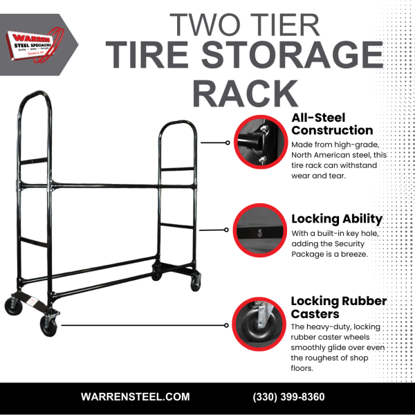 2 Tier Tire Storage Rack | Heavy-Duty Metal - Image 5