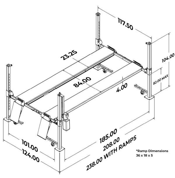 Wide Buddy (B-4P8WB) | 8,000 LBS. 4 Post Lift - Image 7